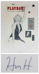 Hugh Hefner Signed Limited Edition Print of the First Issue of Playboy Featuring Marilyn Monroe -- Large Print Measures Over 26 x 35